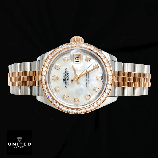Rolex Datejust 279381RBR Two Tone Jubilee Inspired and Black Background