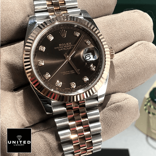 Rolex Datejust 126331 Rose Gold Chocolate Diamond Dİal Inspired on the hand