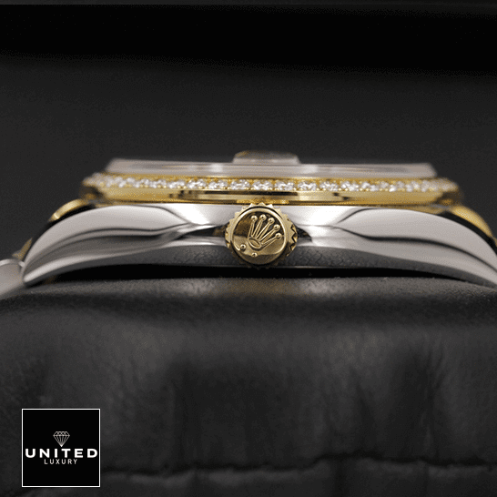 Rolex Datejust Mother Of Pear Diamond 116243 Inspired crown & black background