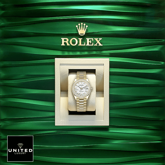 Rolex Datejust Diamond Gold 178288-0001 Inspired Green Wave Background