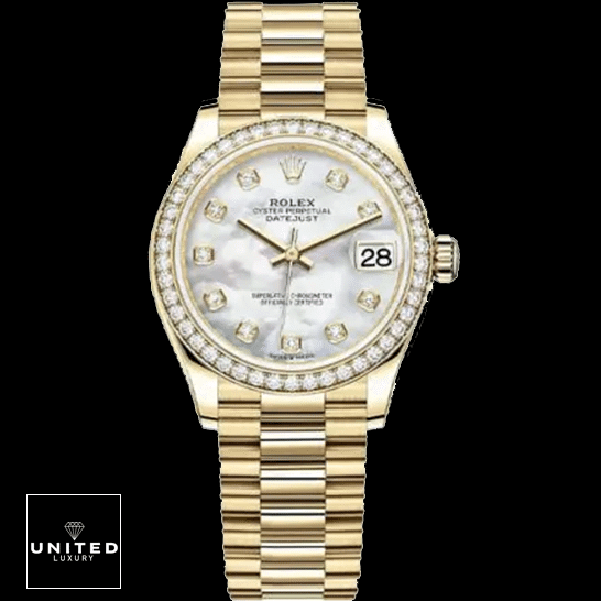 Rolex Datejust Diamond Gold 178288-0001 Mother of Pearl With Diamond Dial Inspired