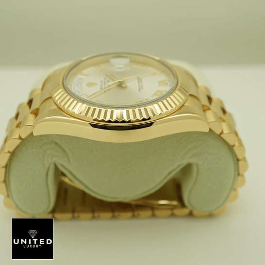 Rolex Day-Date II Collection Gold Silver 218238 Inspired Left Side