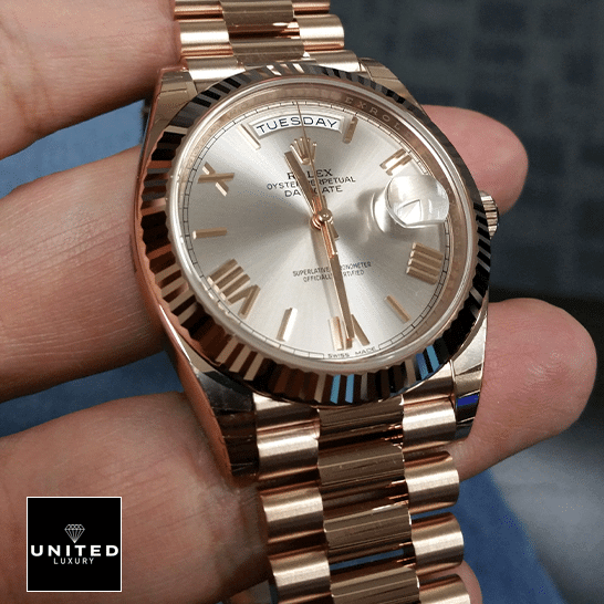 Rolex Day-Date 228235 AR Stainless Steel With Rose Gold Wrapped Rhodium Dial Inspired