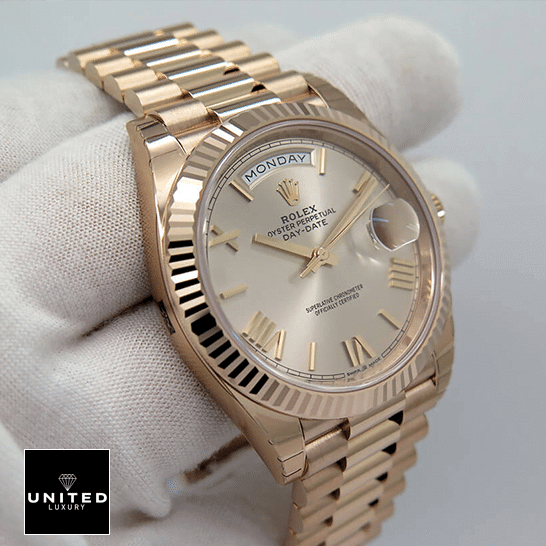 Rolex Day-Date 228235 AR Stainless Steel With Rose Gold Bracelet Inspired