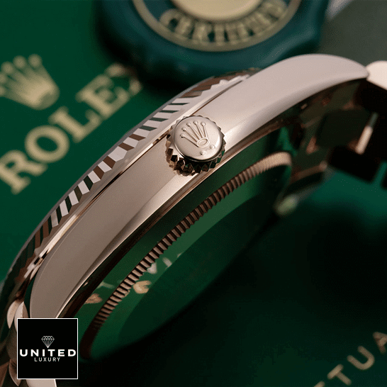 Rolex Day-Date 228235 Rose Gold Crown Pusher Inspired Right Side