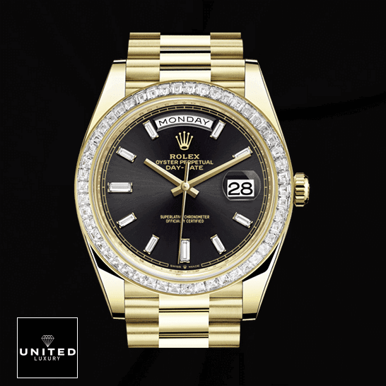 Rolex Day-Date 228398TBR-0001 KW Yellow Gold & Diamonds Black Dial Oyster Inspired