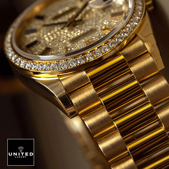 Rolex Day-Date Yellow Gold With Pave Diamond Dial Sapphire 128348RBR-0030 Inspired - Luxury Homage Submariner – High-Quality Automatic Watch