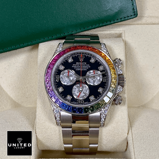 Rolex Daytona Stainless Steel Oyster Bracelet Rainbow Diamond Bezel 116599RBOW Inspired