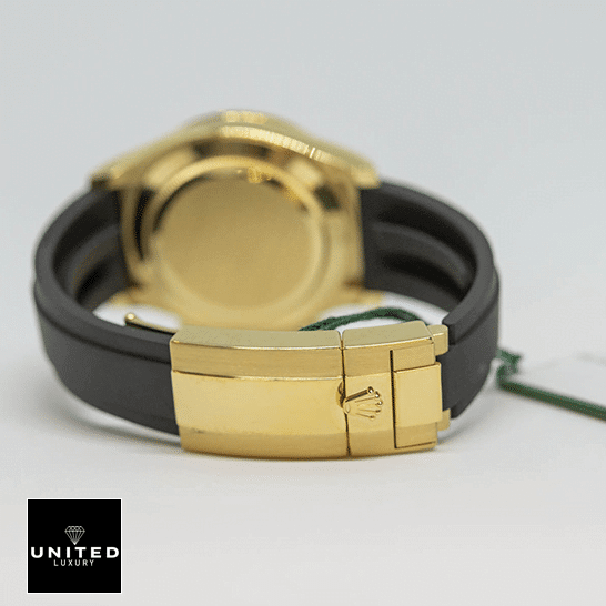 Rolex Daytona "Eye Of The Tiger" 116588TBR Inspired 6 Rolex Daytona 116508-0004 Inspired Black Rubber Bracelet & Yellow Gold Fold Clasp on the Rolex Logo