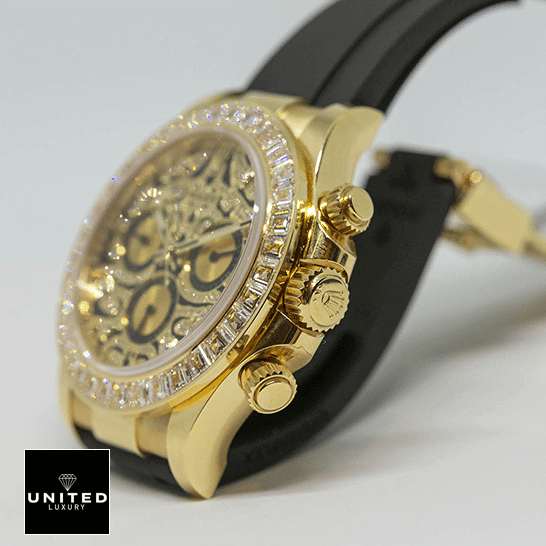 Rolex Daytona "Eye Of The Tiger" 116588TBR Inspired 4 Rolex Daytona Eye of the Tiger 116508-0004 Inspired Yellow Gold button & crown pusher