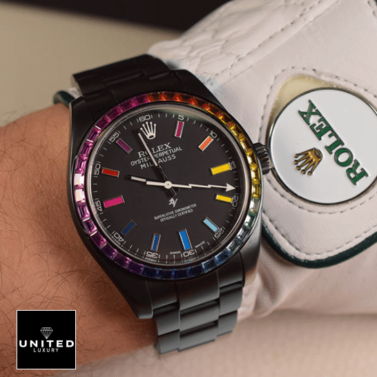 Rolex Milgauss Sapphire Bezel 5 Rolex Milgauss 116400 Rainbow Gem-Set Bezel Inspired on his arm