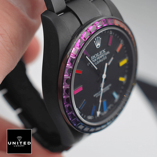 Rolex Milgauss Sapphire Bezel 4 Rolex Milgauss 116400 Rainbow Black Case Gem-Set Bezel Inspired