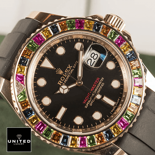 Rolex Perpetual Yacht Master Black Dial Inspired leather bracelet