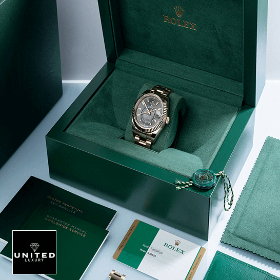 Rolex Sky-Dweller 326935-0007 Rhodium Dial Inspired & Guarantee Card in the Green Rolex BOX