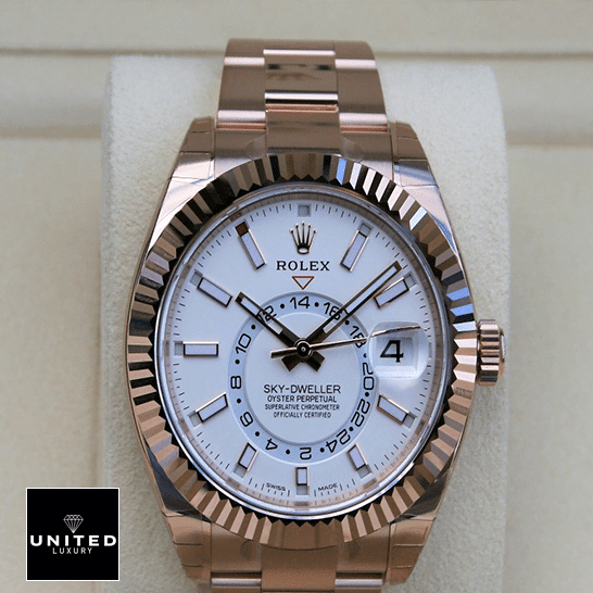 Rolex Sky-Dweller Rose Gold White Dial 326935-0005 Inspired