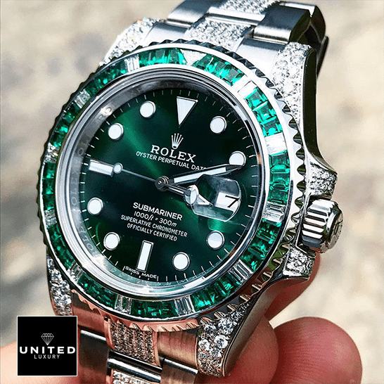 Rolex Submariner Hulk 116610LV Diamond Green Dial Iced Out Inspired