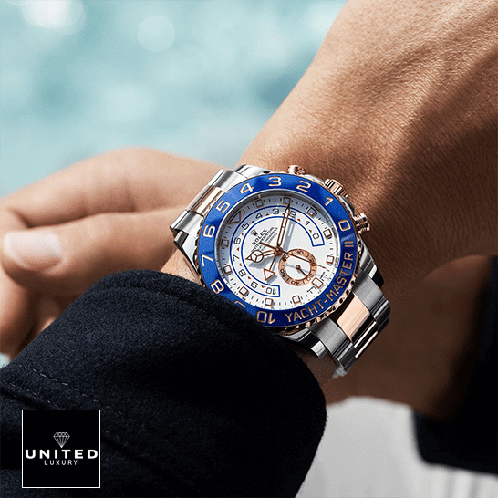 Rolex Yacht Master 116681 II Inspired black shirt at the wrist