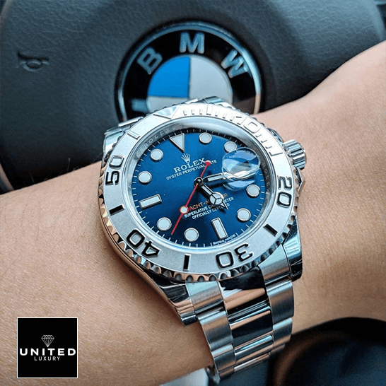 Rolex Yacht Master 116622 Platinum Blue Dial Inspired bmv steering wheel