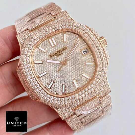 Patek Philippe Nautilus 5719/10G-010 Inspired 4 Patek Philippe Nautilus 5719/10G-010 Iced Out Inspired