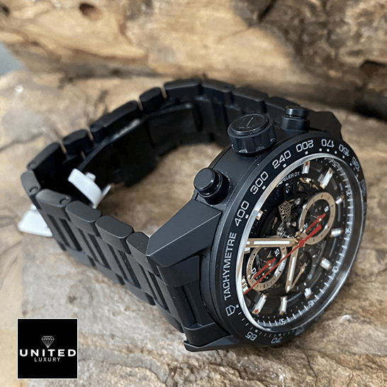 Tag Heuer Carrera Black Stainless Steel Bracelet Inspired crown / push button