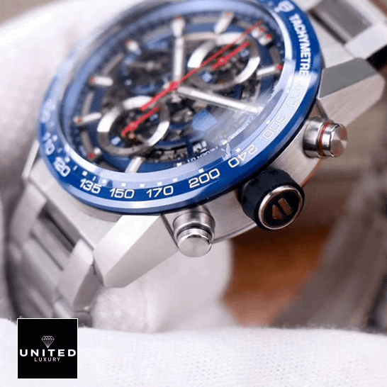 Tag Heuer Blue Dial Black Bezel Steel Bracelet Inspired black crown / push button