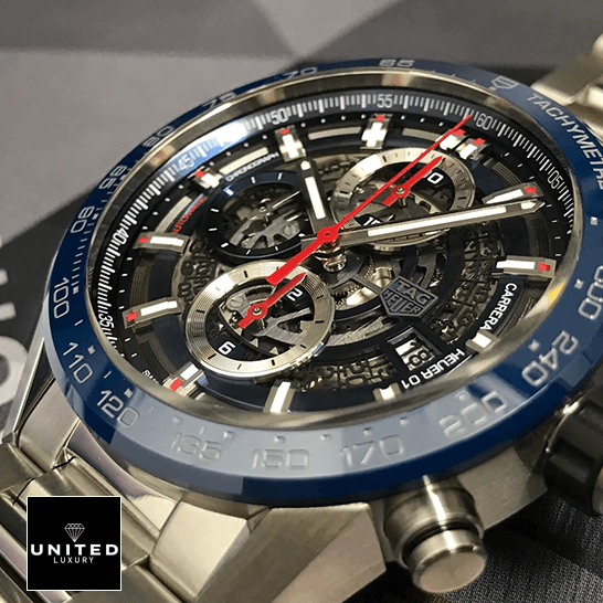 Tag Heuer Carrera cAR201T.BA0766 Black Dial Blue Bezel Red Second Hand Inspired