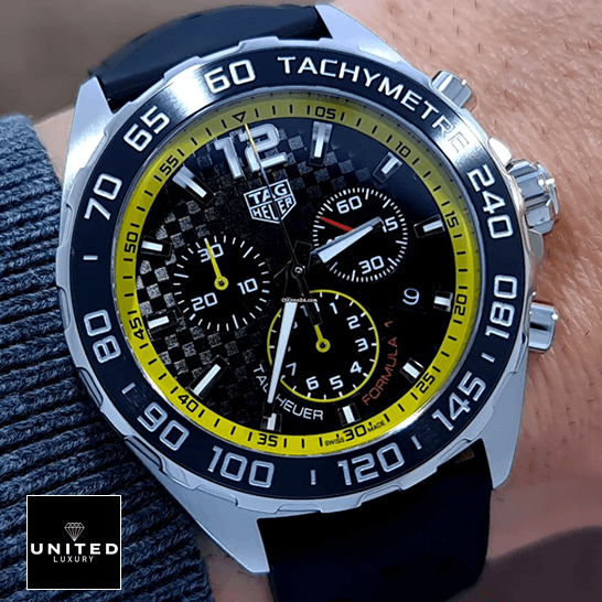 Tag Heuer Carrera Yellow Black Dial Inspired on the man wrist