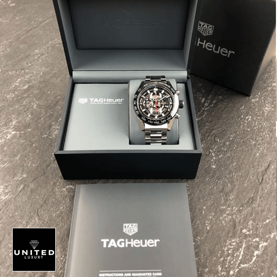 Tag Heuer Carrera Calibre Black Bezel Steel Bracelet Inspired in the box
