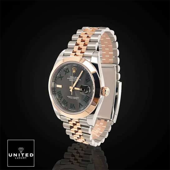Rolex Datejust 126301-0016 Rose Gold Bezel Jubilee Inspired and Black Background